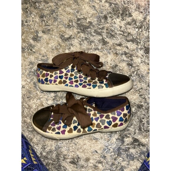 Brighton Cream Lovey‎ Hearts Metallic Sneaker Athletic 7B - Picture 3 of 9